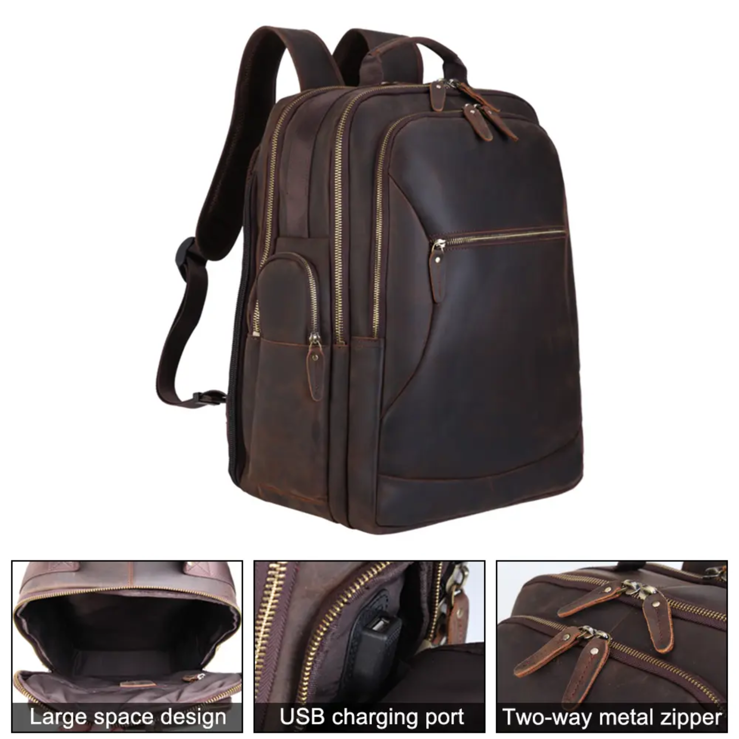 Barcelona - Large Capacity Leather Backpack