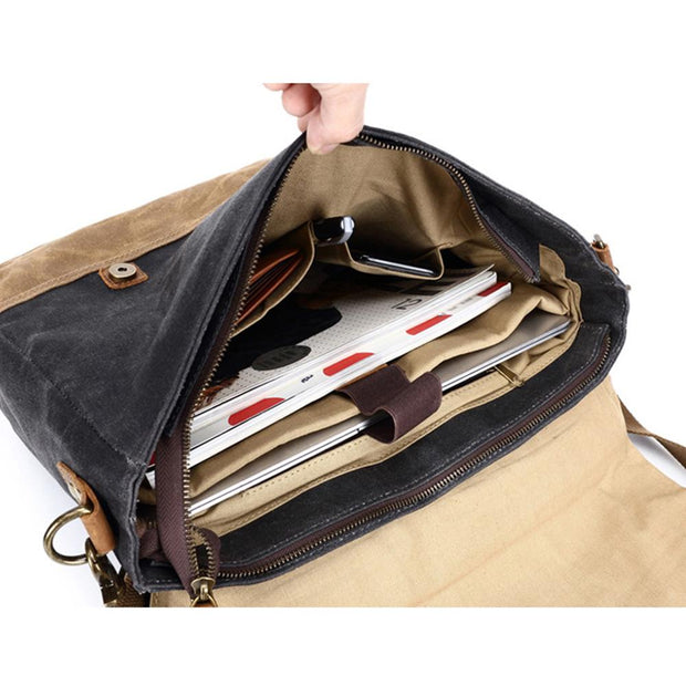 Sofia - Waxed Canvas Messenger Bag